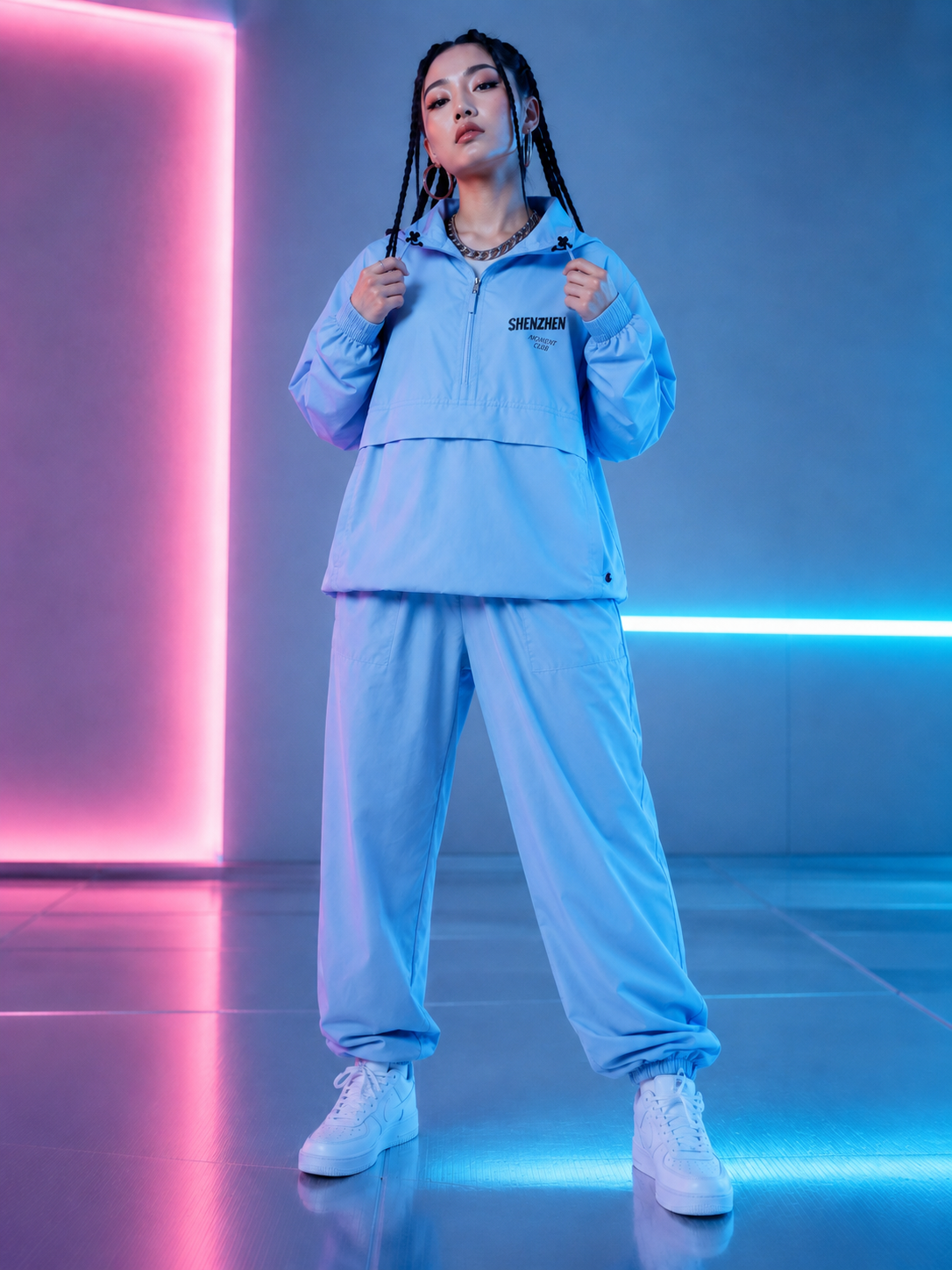 Veste Anorak Imperméable Bleu Clair Shenzhen Moment Club – Légère et Compacte