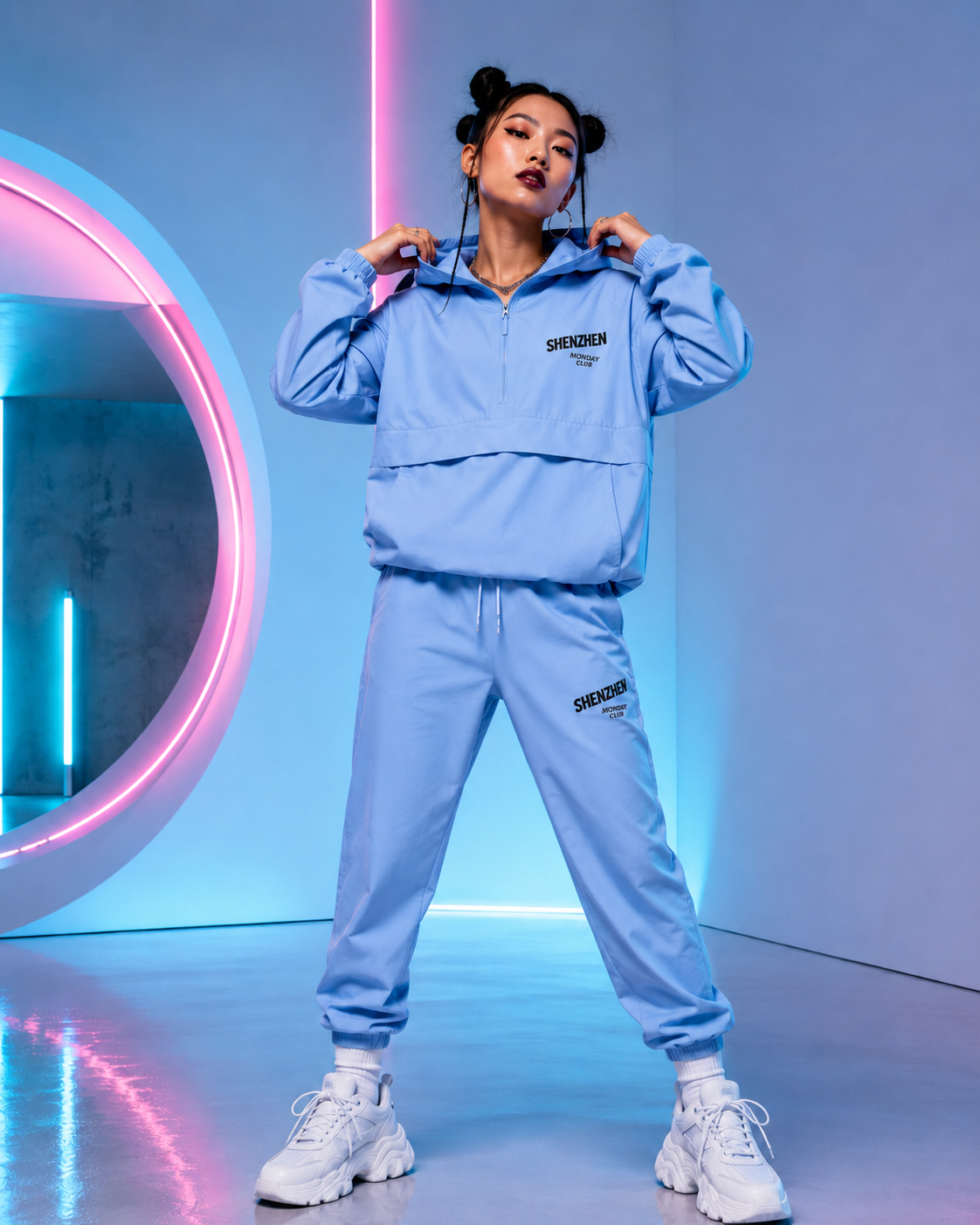Cozy Blue Fleece Sweatpants — 'Goodnight' Small Chest Print