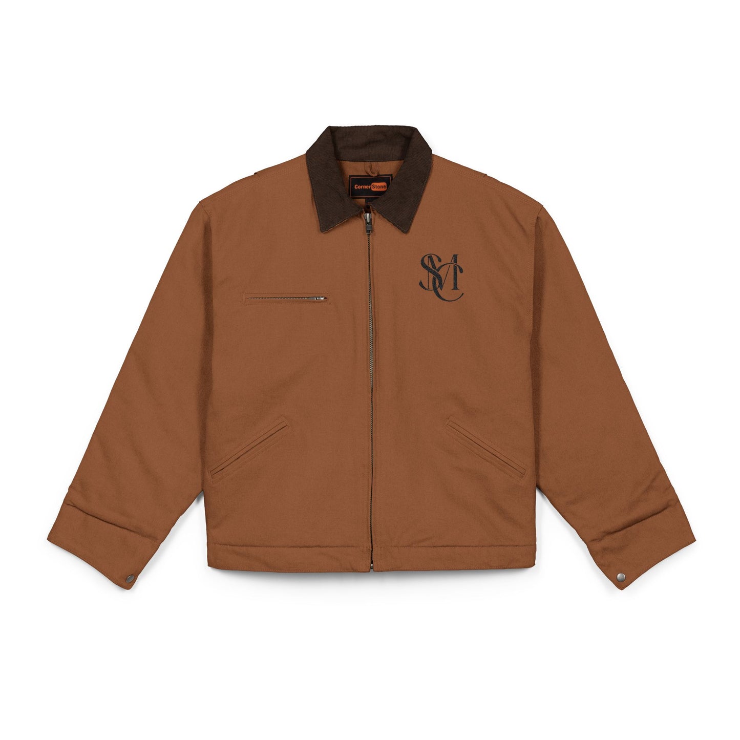 Veste workwear en toile de coton épaisse avec col côtelé