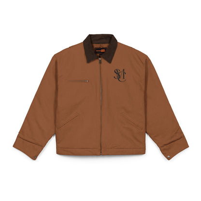 Veste workwear en toile de coton épaisse avec col côtelé