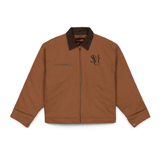 Veste workwear en toile de coton épaisse avec col côtelé