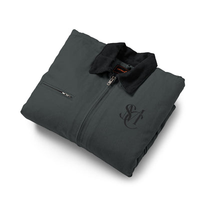 Veste workwear en toile de coton épaisse avec col côtelé