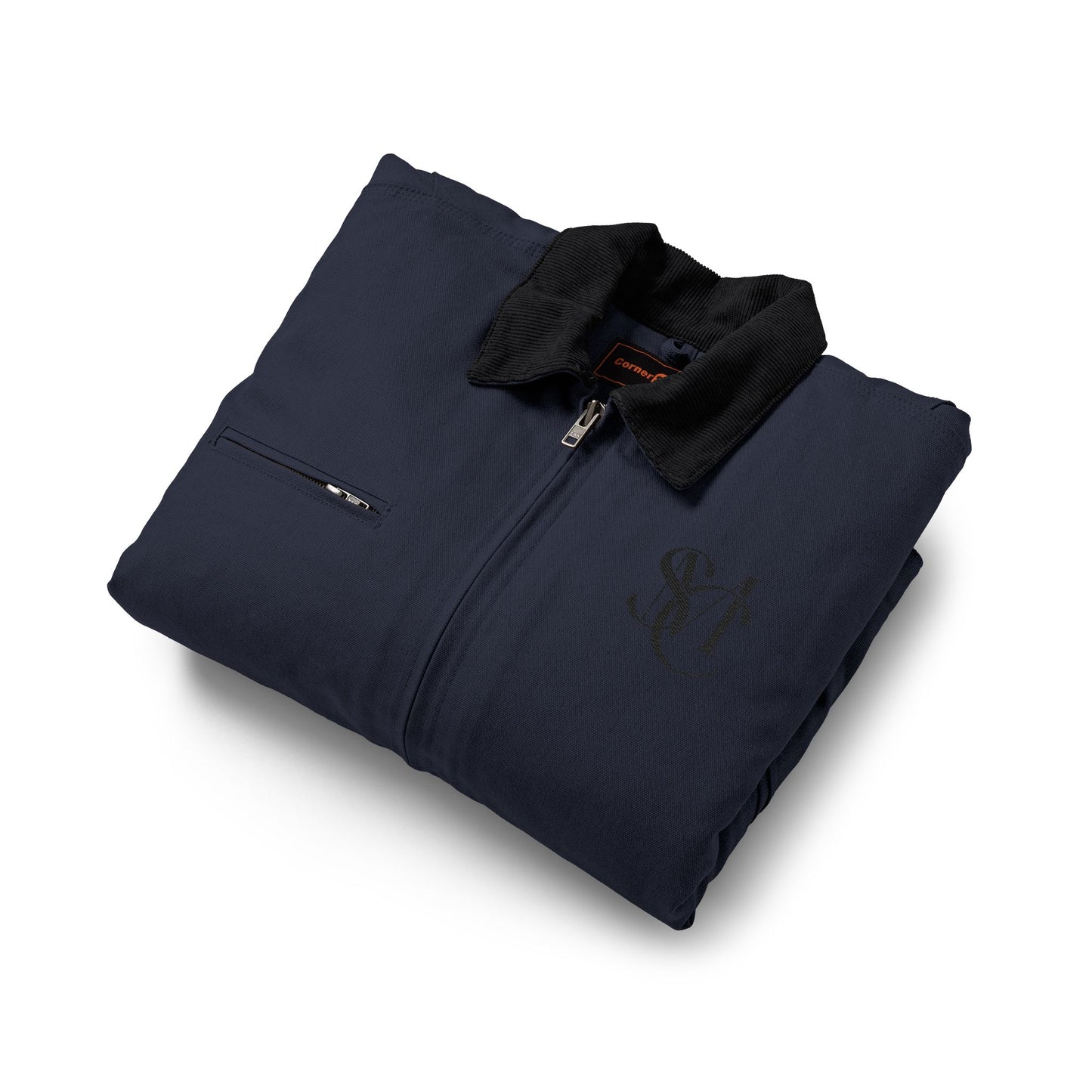 Veste workwear en toile de coton épaisse avec col côtelé