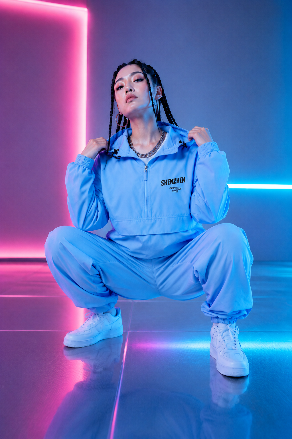 Veste Anorak Imperméable Bleu Clair Shenzhen Moment Club – Légère et Compacte