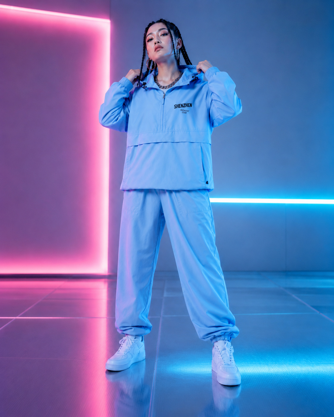 Veste Anorak Imperméable Bleu Clair Shenzhen Moment Club – Légère et Compacte