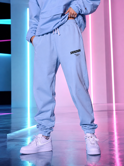 Cozy Blue Fleece Sweatpants — 'Goodnight' Small Chest Print