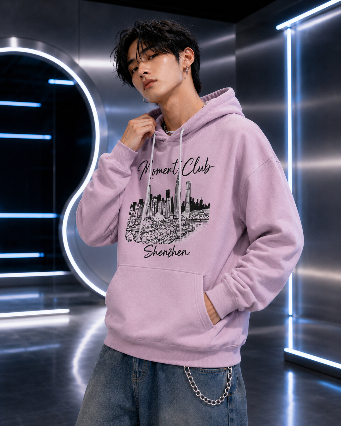 Hoodie - Moment Club Shenzhen Skyline Pullover