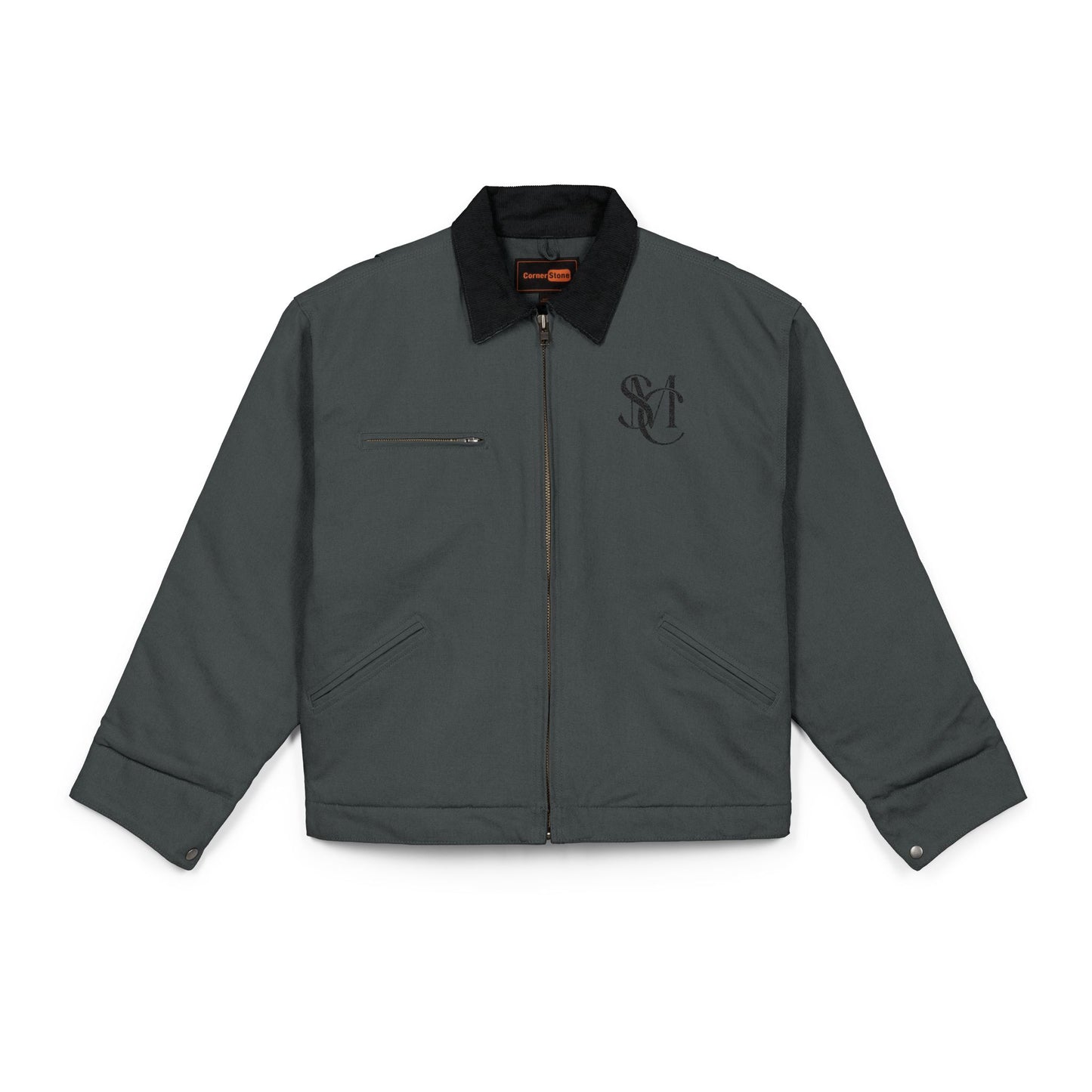 Veste workwear en toile de coton épaisse avec col côtelé