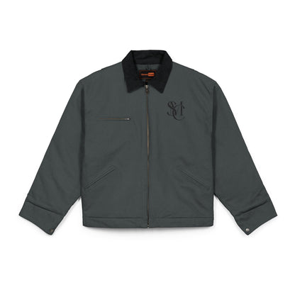 Veste workwear en toile de coton épaisse avec col côtelé
