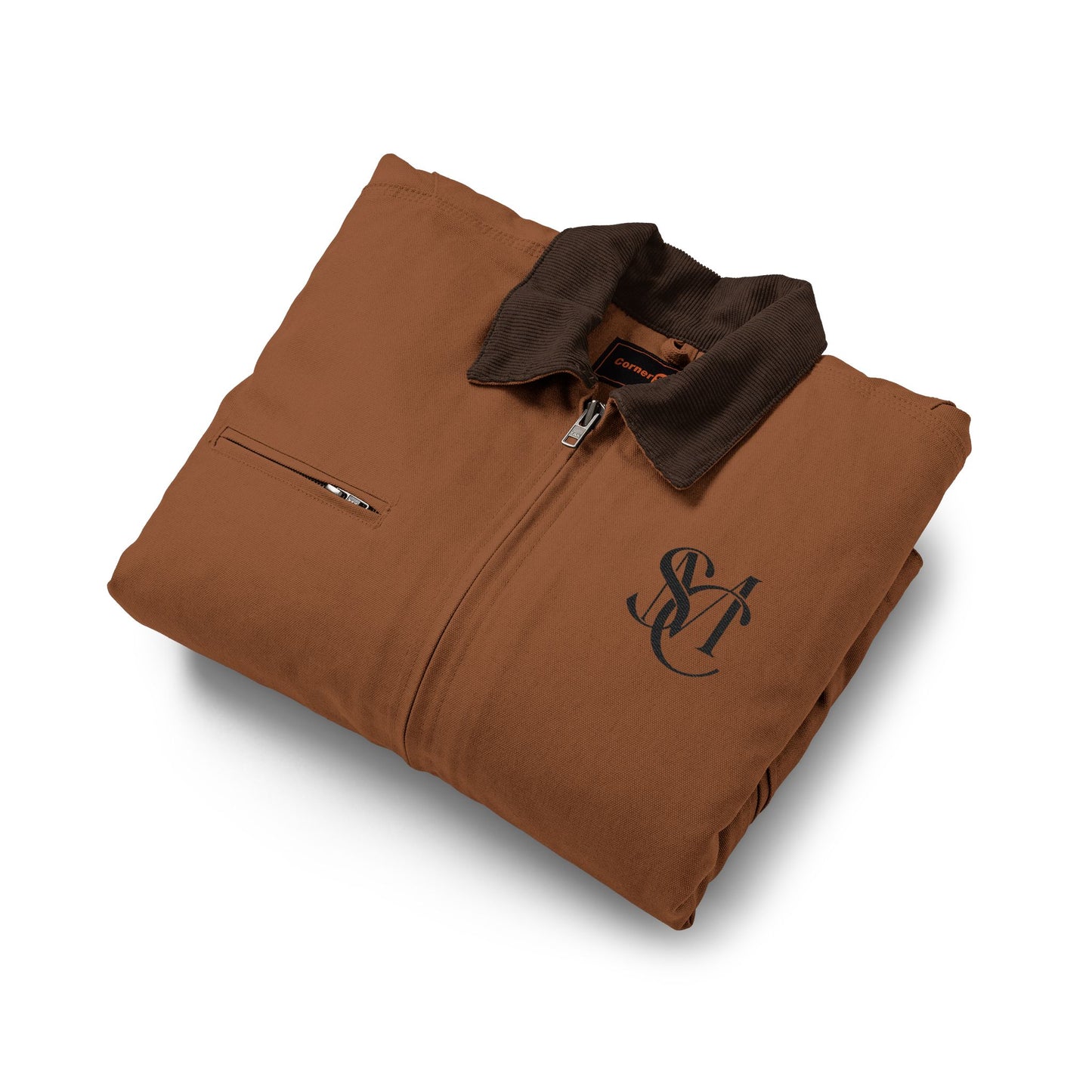 Veste workwear en toile de coton épaisse avec col côtelé