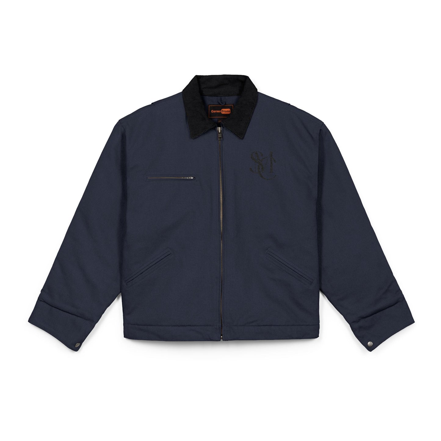 Veste workwear en toile de coton épaisse avec col côtelé