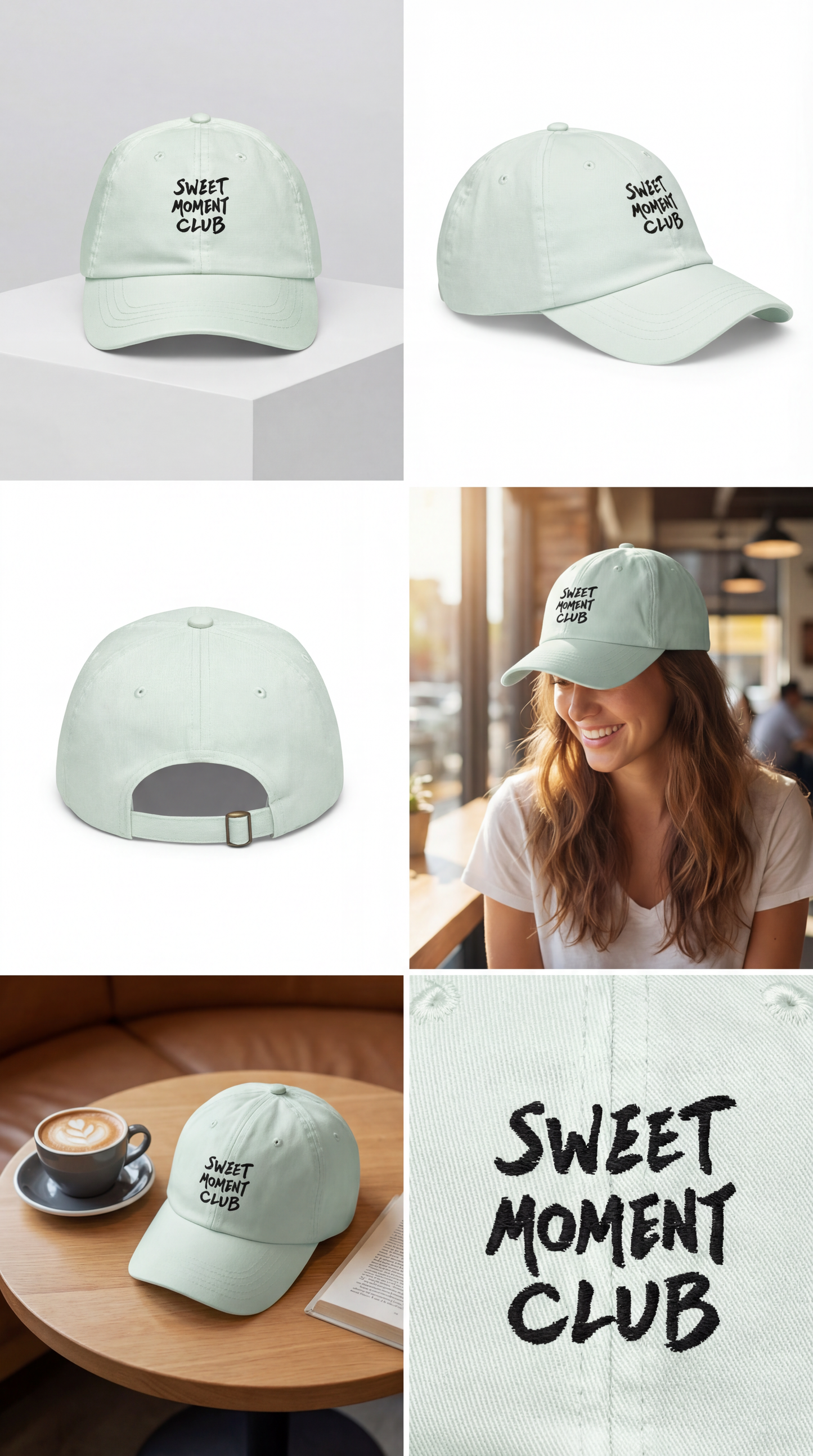 Casquette de baseball verte pastel